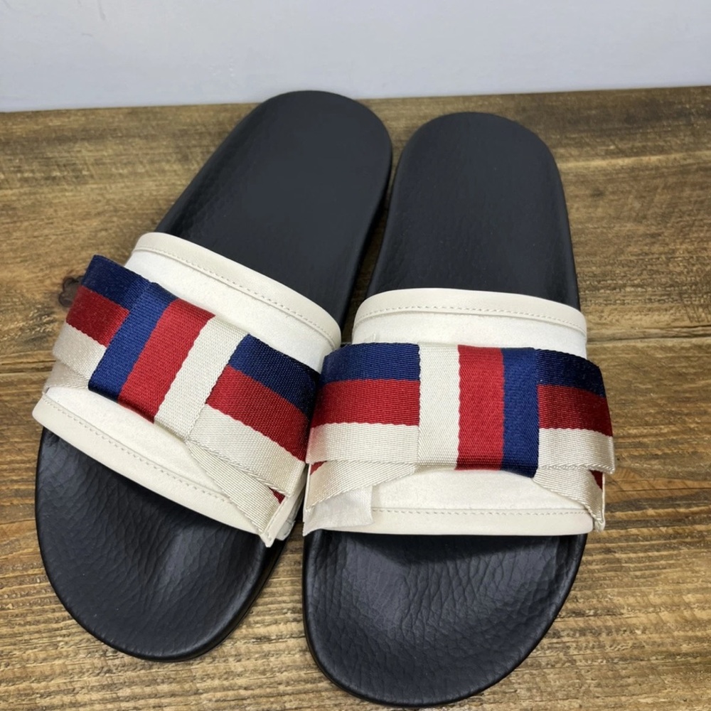GUCCI SATIN WEB SYLVIE BOW SLIDES 40/10 Women’s New With Box
100% AUTHENTIC